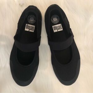 FITFLOP Uberknit Mary Jane Ballerina Black Size 8